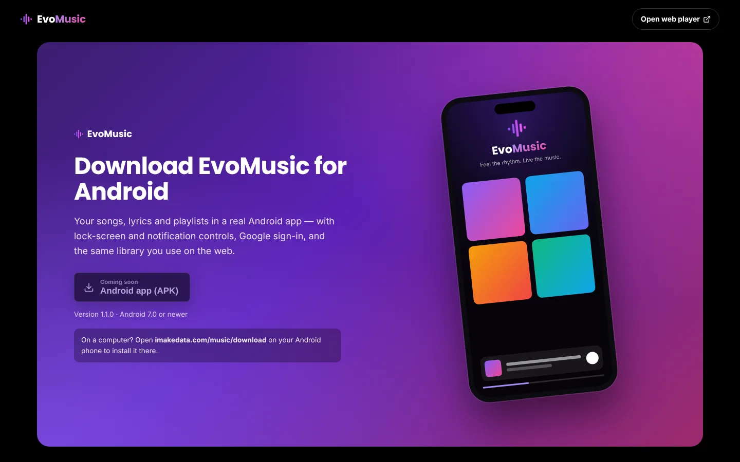Android app download page
